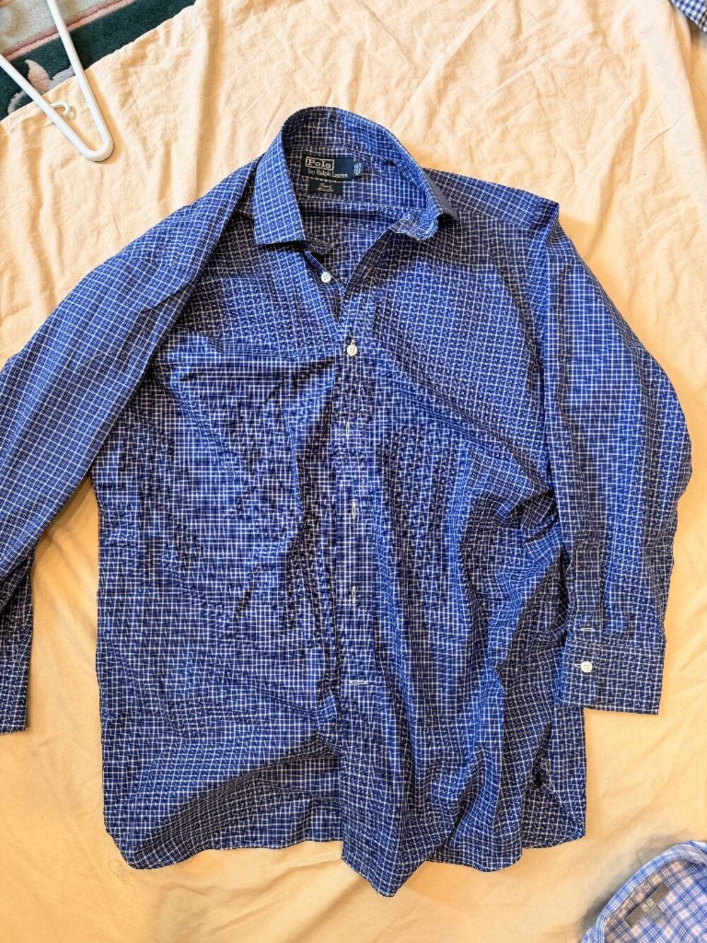 Polo Ralph Lauren Regent Classic Fit Blue Plaid Dress Shirt 15.5/34